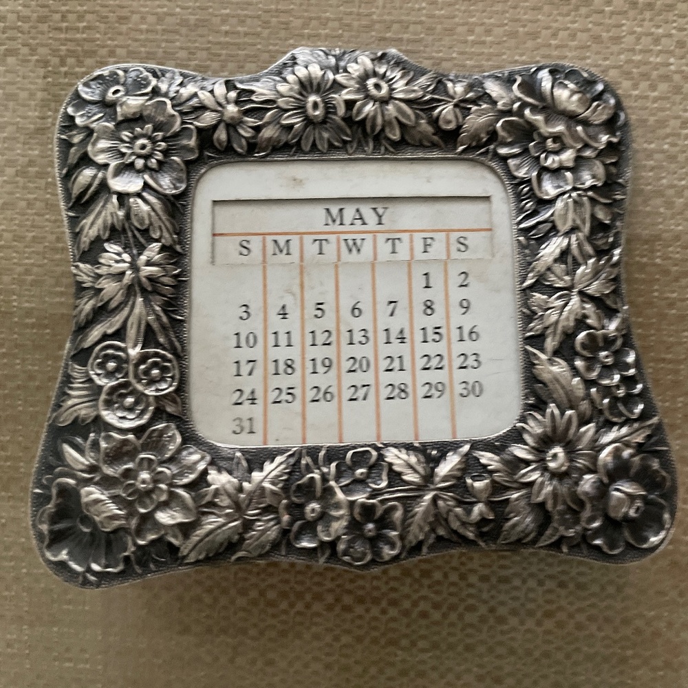 Antique Sterling Silver Desk Calendar with Insert